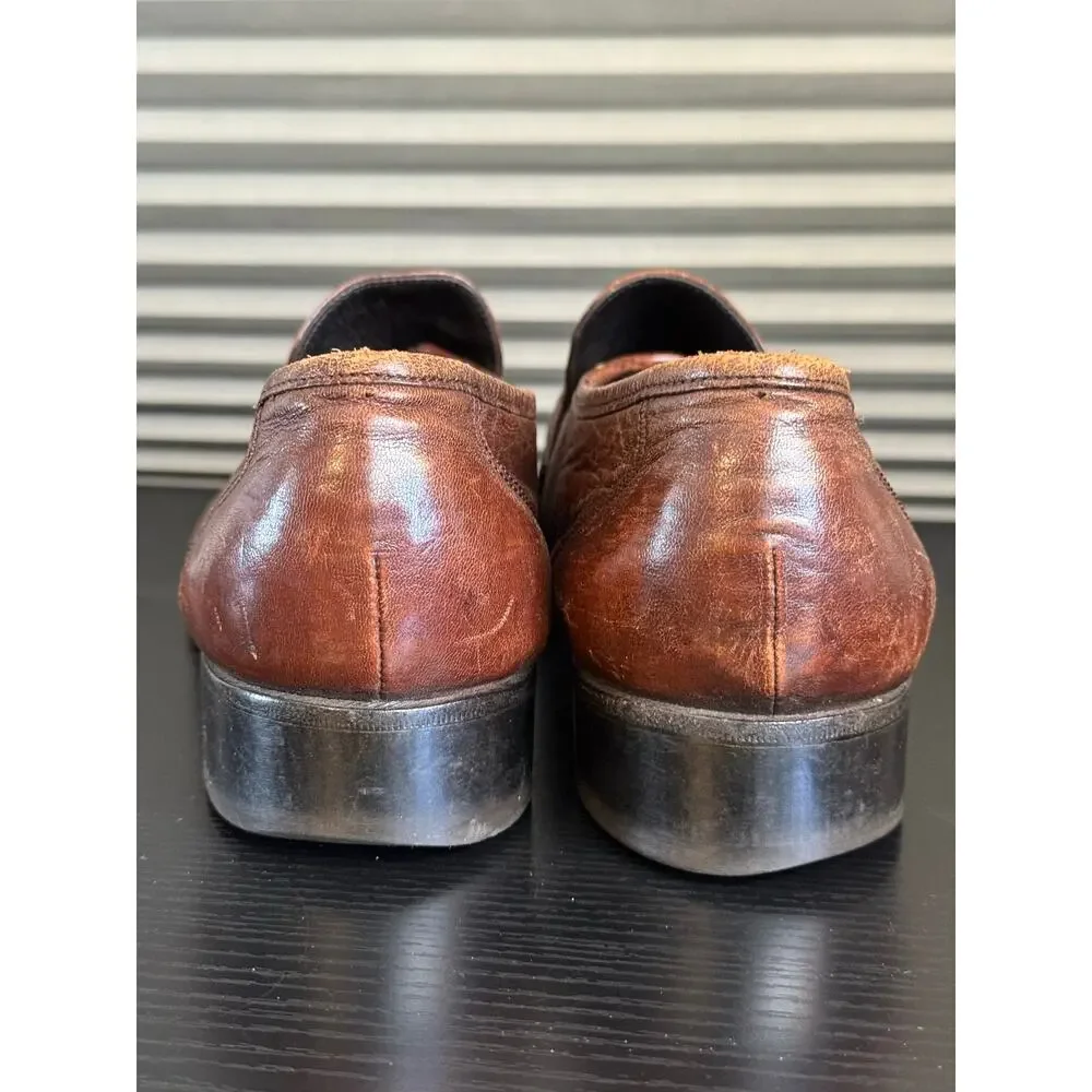 Florsheim Brown Leather Kiltie Tassel Loafers Men’s US 10.5 A Vintage Moc Toe